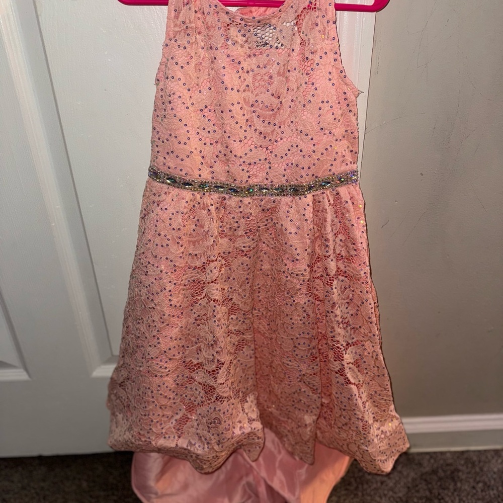 Elegant Pink Lace Kids Dress